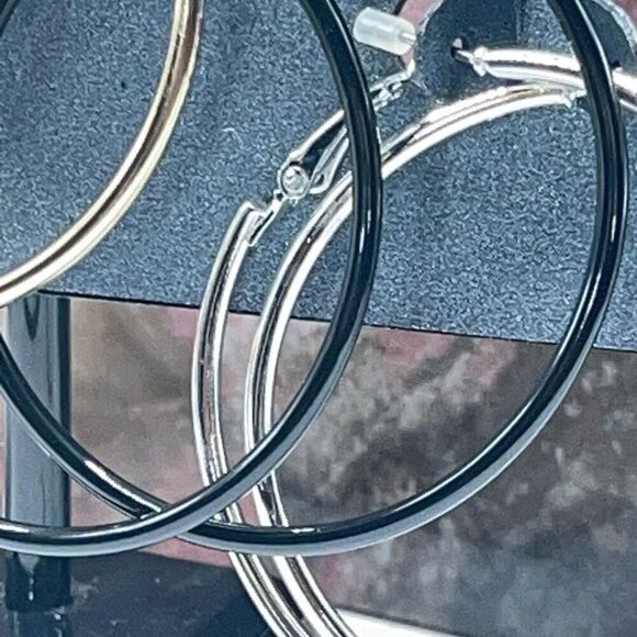 Gold/Black/Silver Basic 3 Hoop Set Bold Elements Earrings Set $16ea / 3 for $25 - Picture 4 of 5